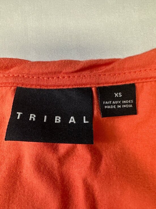 tribal xsmall tangerine nwt pleated look top - Picture 2 of 9